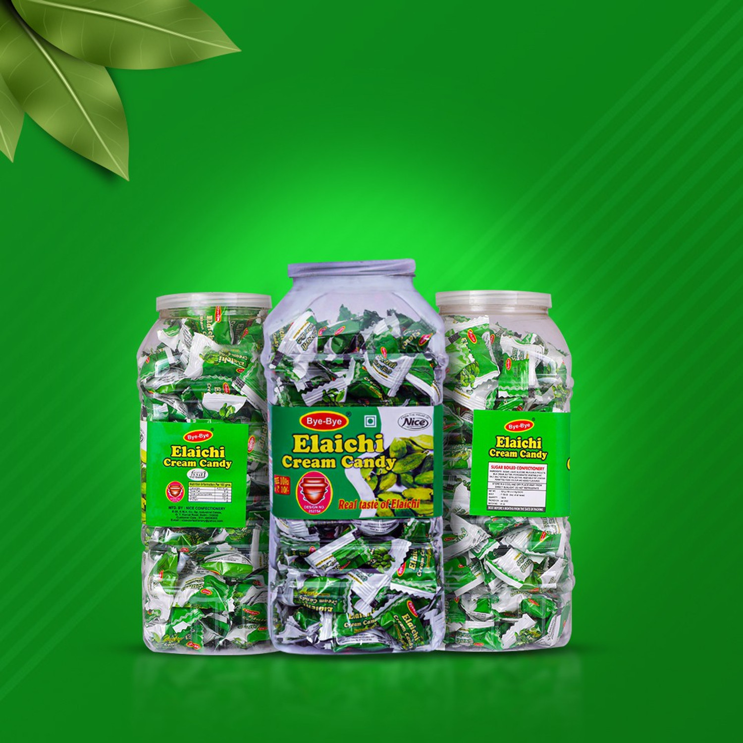 Image of Bye-Bye Elaichi Cream Candy Jar (600 gm X 3 Jar) Candies for Kids Pack of 3 Cardamom Candy (3 x 600 g)