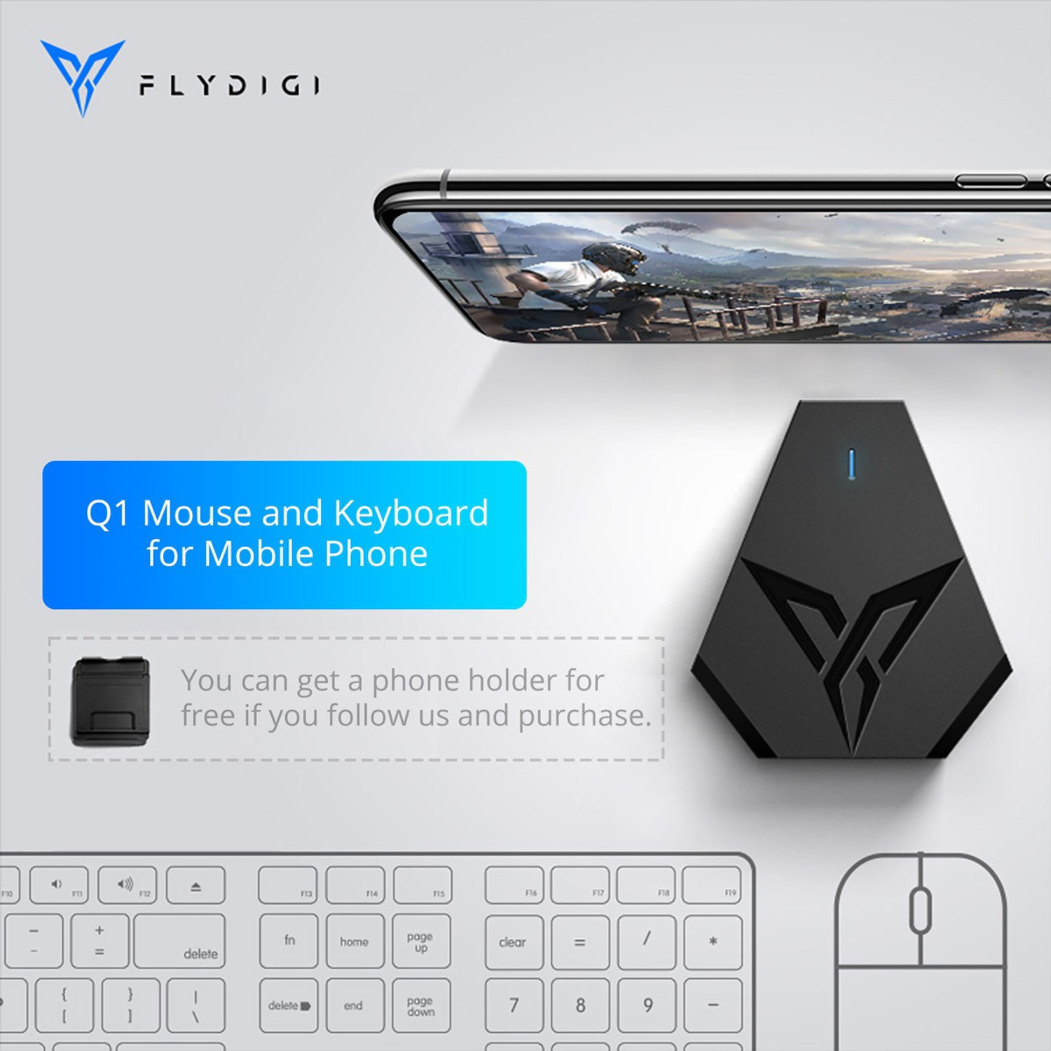 Image of Flydigi FeiZhi Q1 - Play Mobile Battle Royale Games with Keyboard & Mouse - Bluetooth (Black)