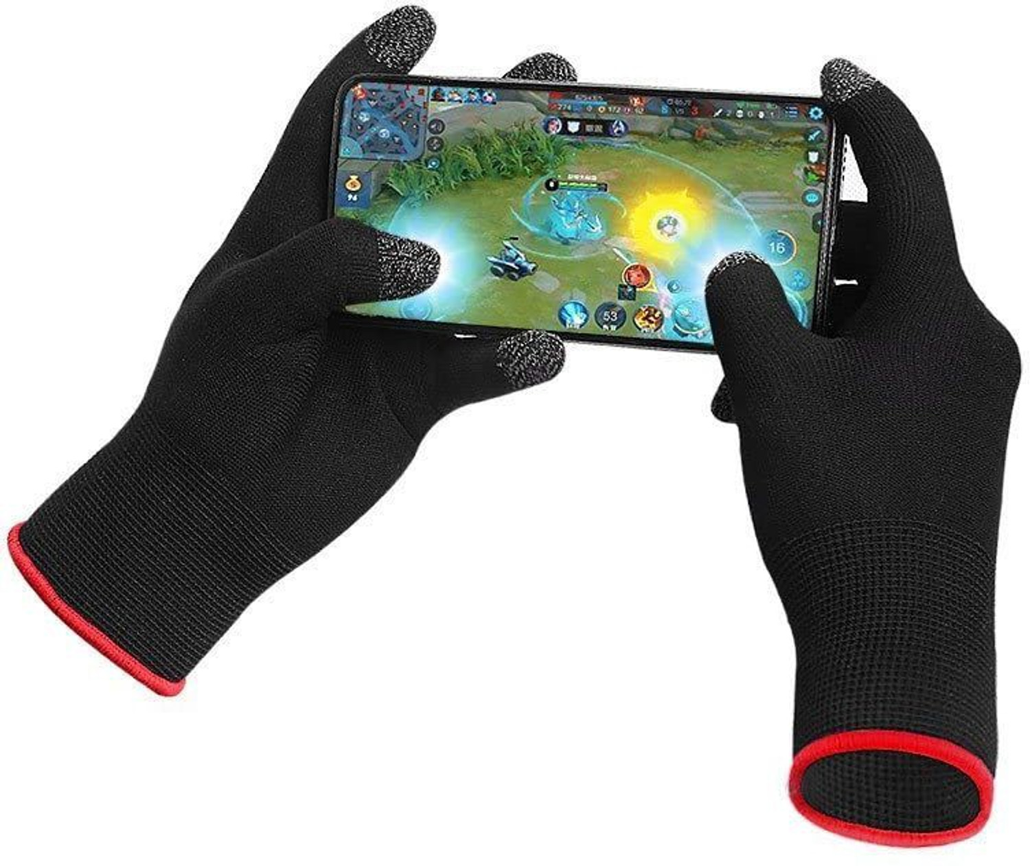 Image of Winsumm 3 Pcs Mobile Gaming Finger Sleeves with Storage Pouch Gaming Accessory Kit (Black, Anti&Sweat Slip Thumb, Breathable, Gloves, For PUBG&BGMI&Free Fire&COD Mobile, For Android, iOS)
