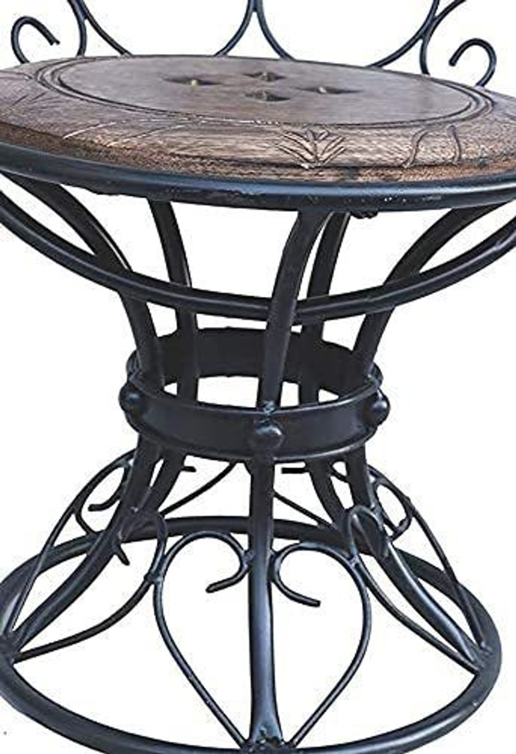 Image of Casa Trading Wooden and Wrought Iron Chair /Mooda Chair for Living Room (Natural Brown) Solid Wood Bar Chair (Finish Color - Brown, Pre-assembled)