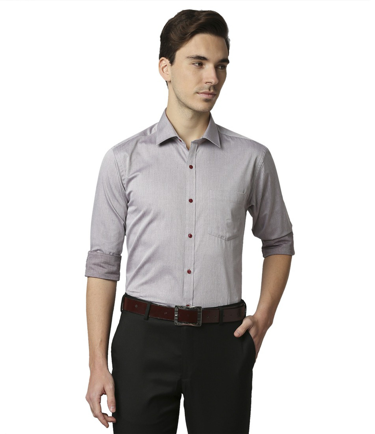 Image of Raymond Men Slim Fit Solid Formal Shirt