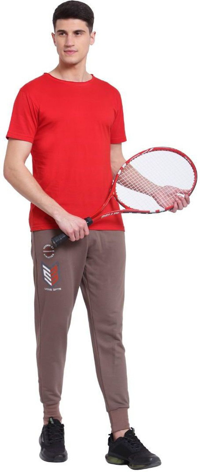 Image of UZARUS Men Printed Brown Track Pants
