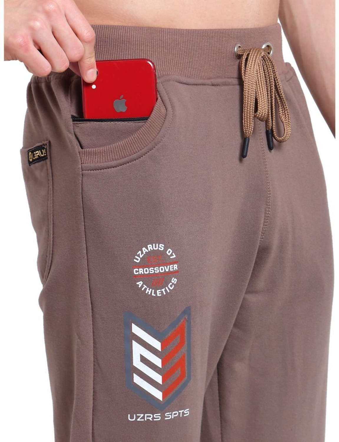 Image of UZARUS Men Printed Brown Track Pants