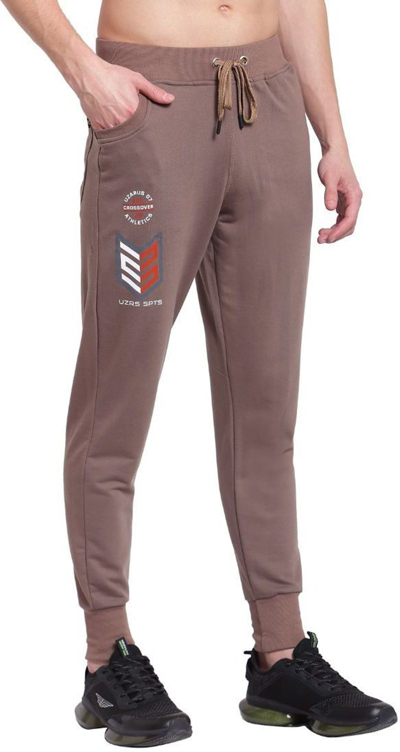 Image of UZARUS Men Printed Brown Track Pants