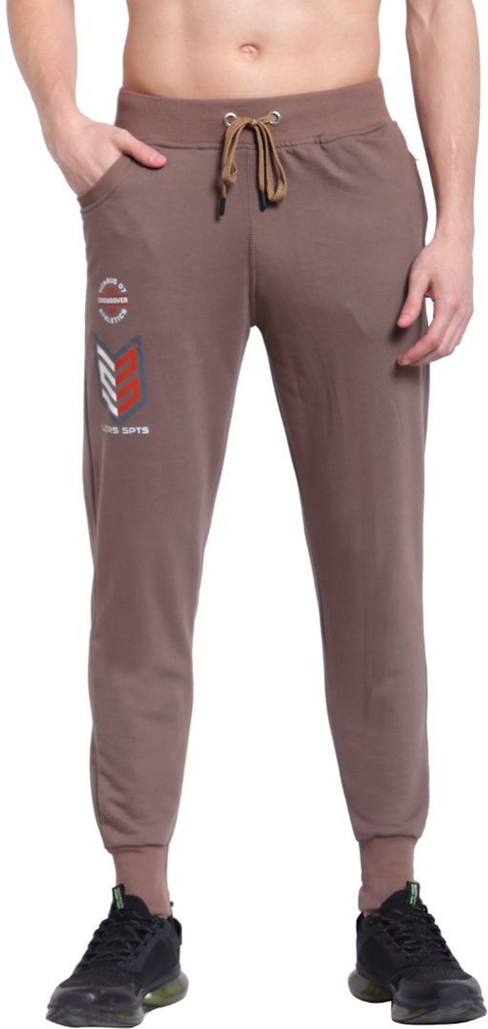 Image of UZARUS Men Printed Brown Track Pants