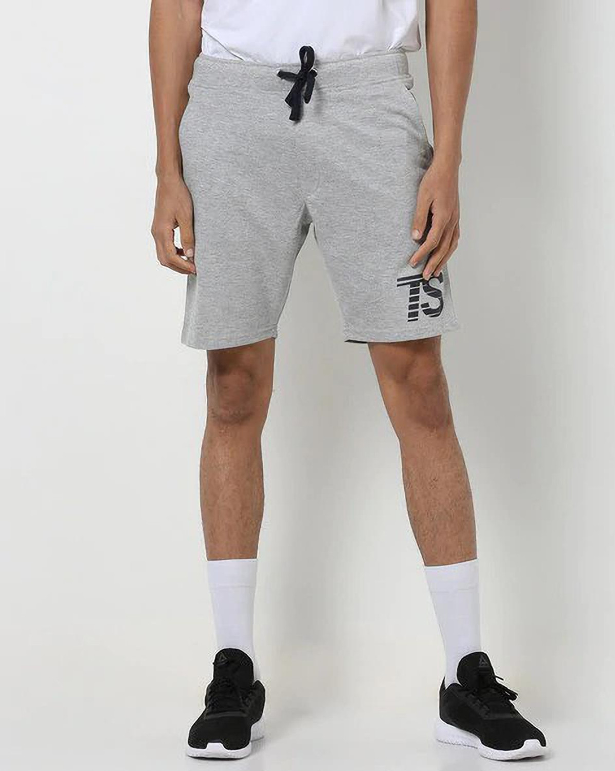 Image of TEAMSPIRIT Solid Men Grey Basic Shorts