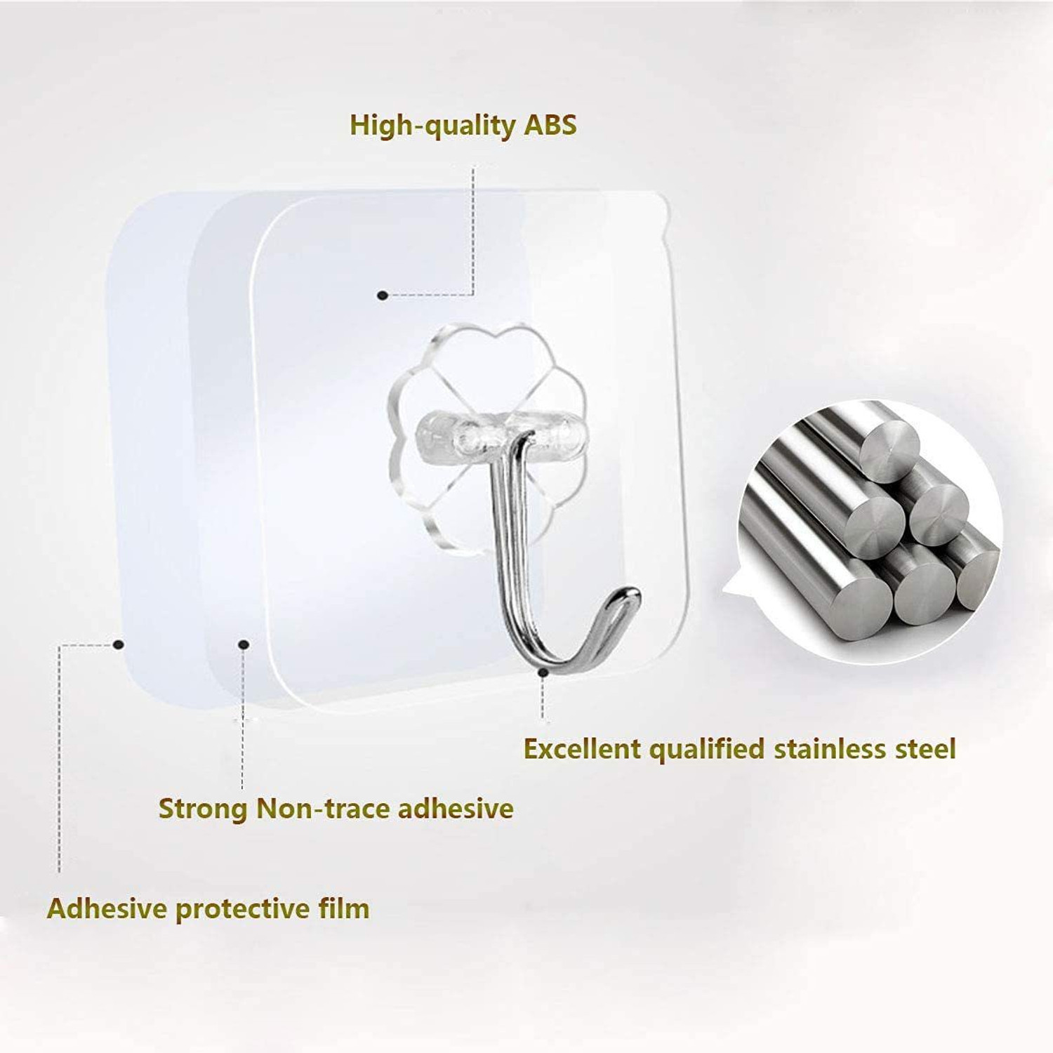 Image of RAVARIYA Set of 12 Adhesive Hooks for Wall Heavy Duty Self Adhesive Wall Hooks Hook 12 (Pack of 12)