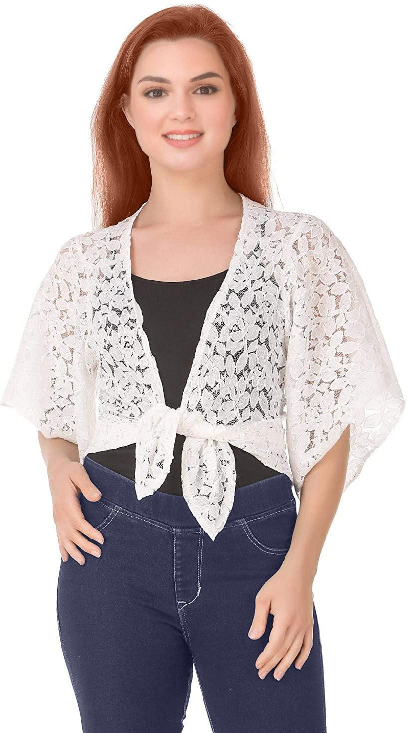 Image of famcomf Women Straight 3 /4th Sleeve Black Shrug