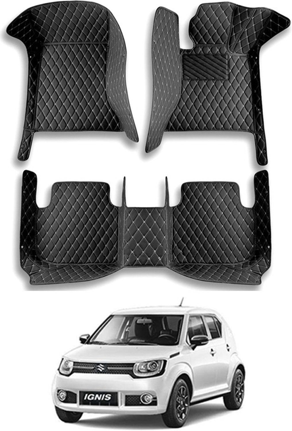 Image of Footsace Leather 7D Mat For Maruti Suzuki Ignis (Silver)