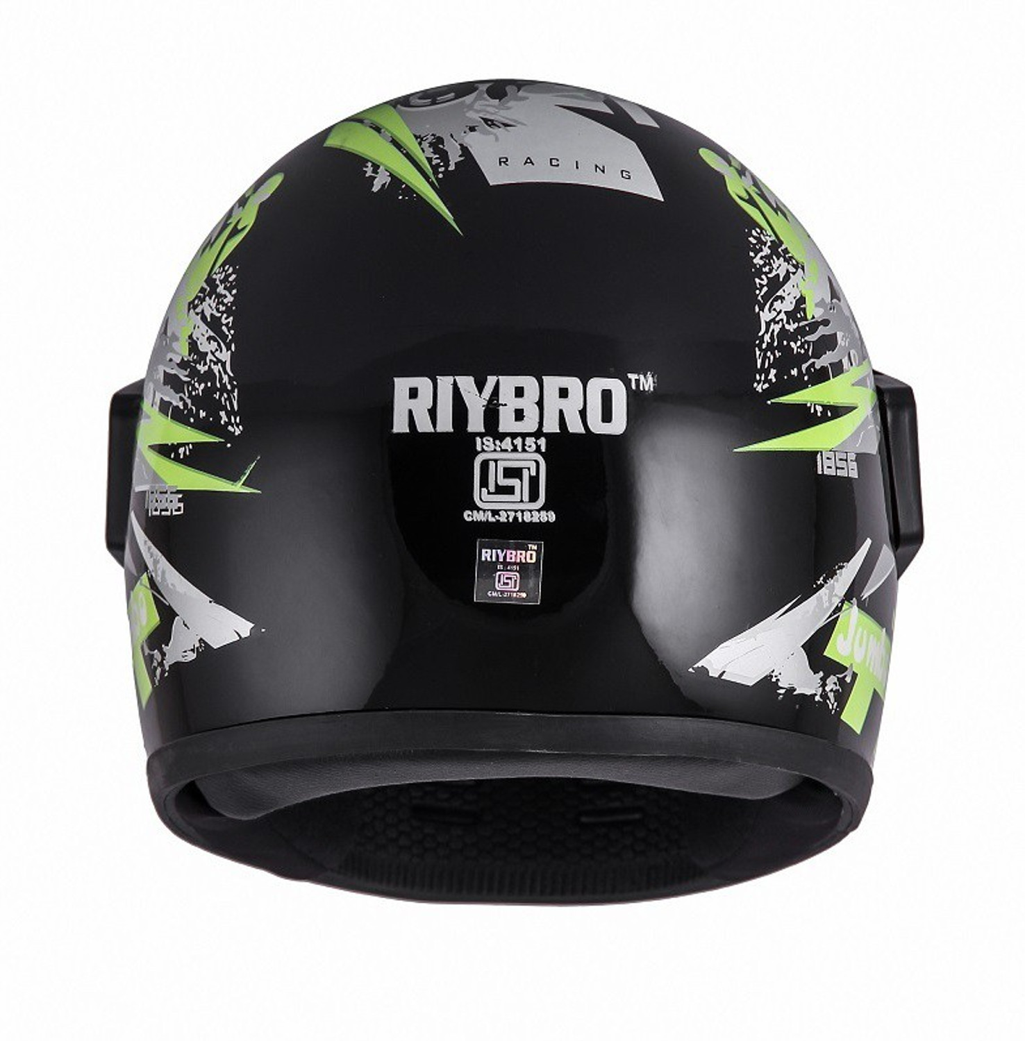 Image of Riybro Full Face ISI Marked High Material with Adjustable strap for Men & Boy Riding Motorbike Helmet (BLACK-GREEN)