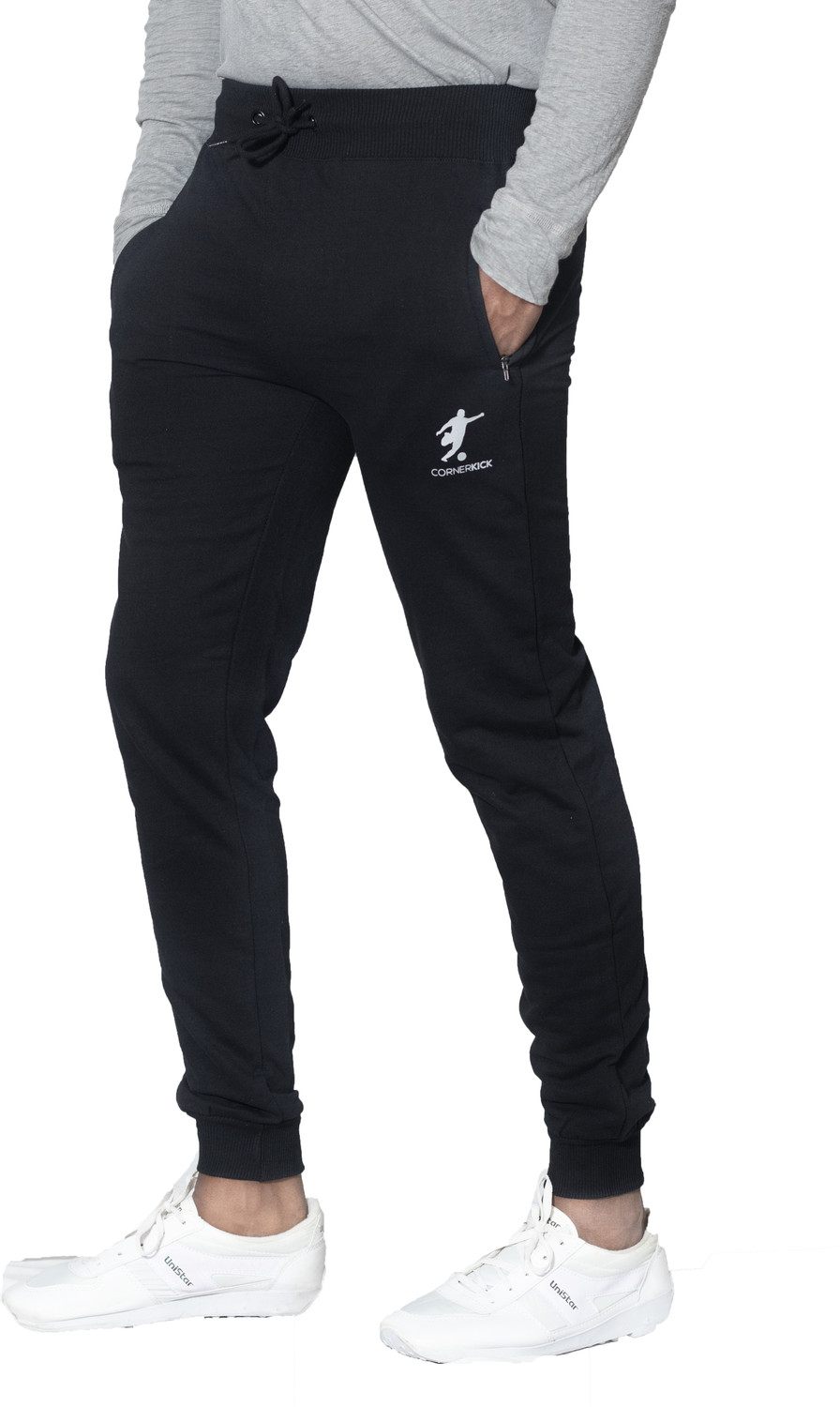 Image of CornerKick Men Solid Dark Blue Track Pants