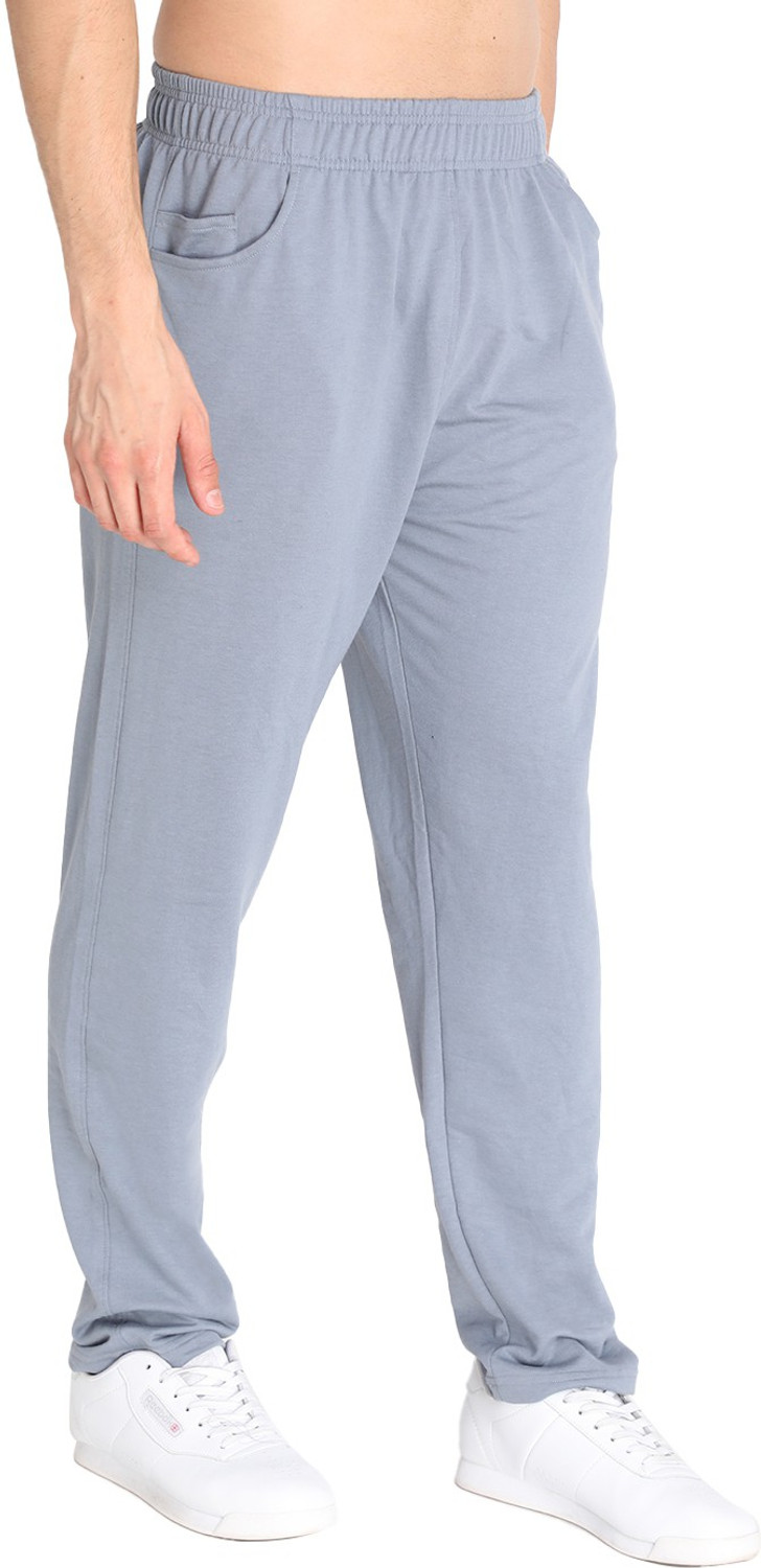 Image of CHKOKKO Men Solid Grey Track Pants