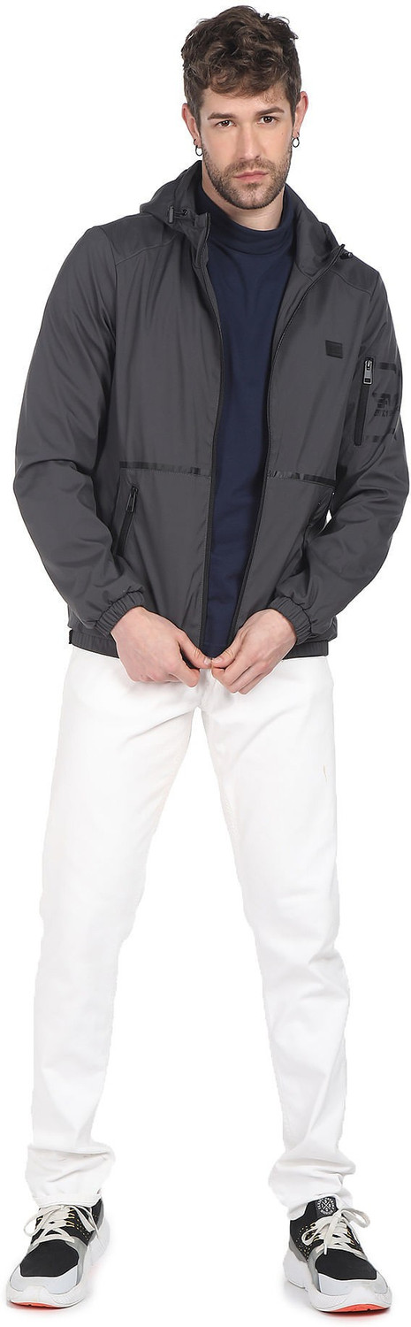 Image of FLYING MACHINE Men Solid Bomber Jacket