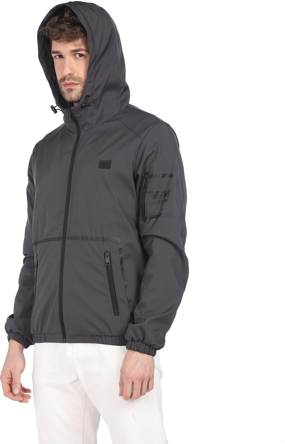 Image of FLYING MACHINE Men Solid Bomber Jacket