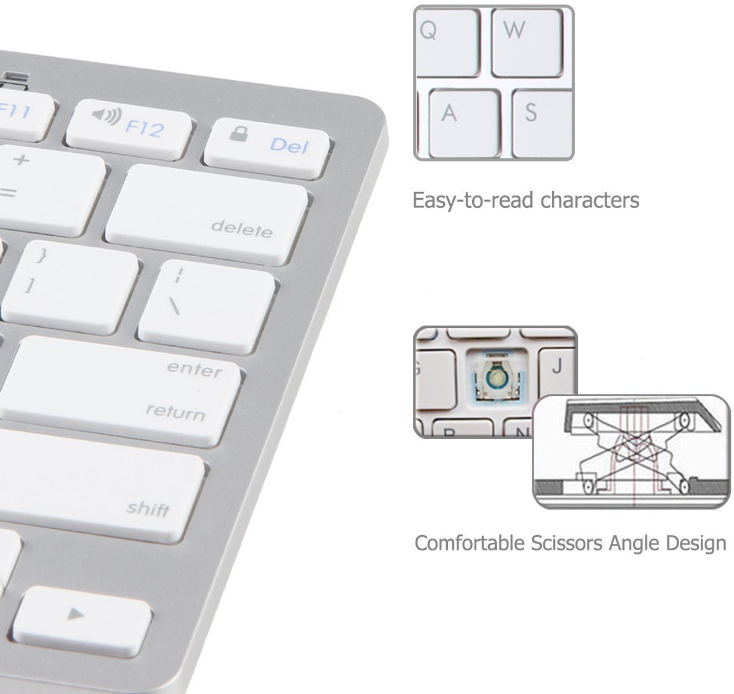 Image of ROQ Ultraslim Bluetooth, Wireless Handheld Tablet Keyboard Compatible with Desktop, Laptop, Tablet, iPad, Mac (White)