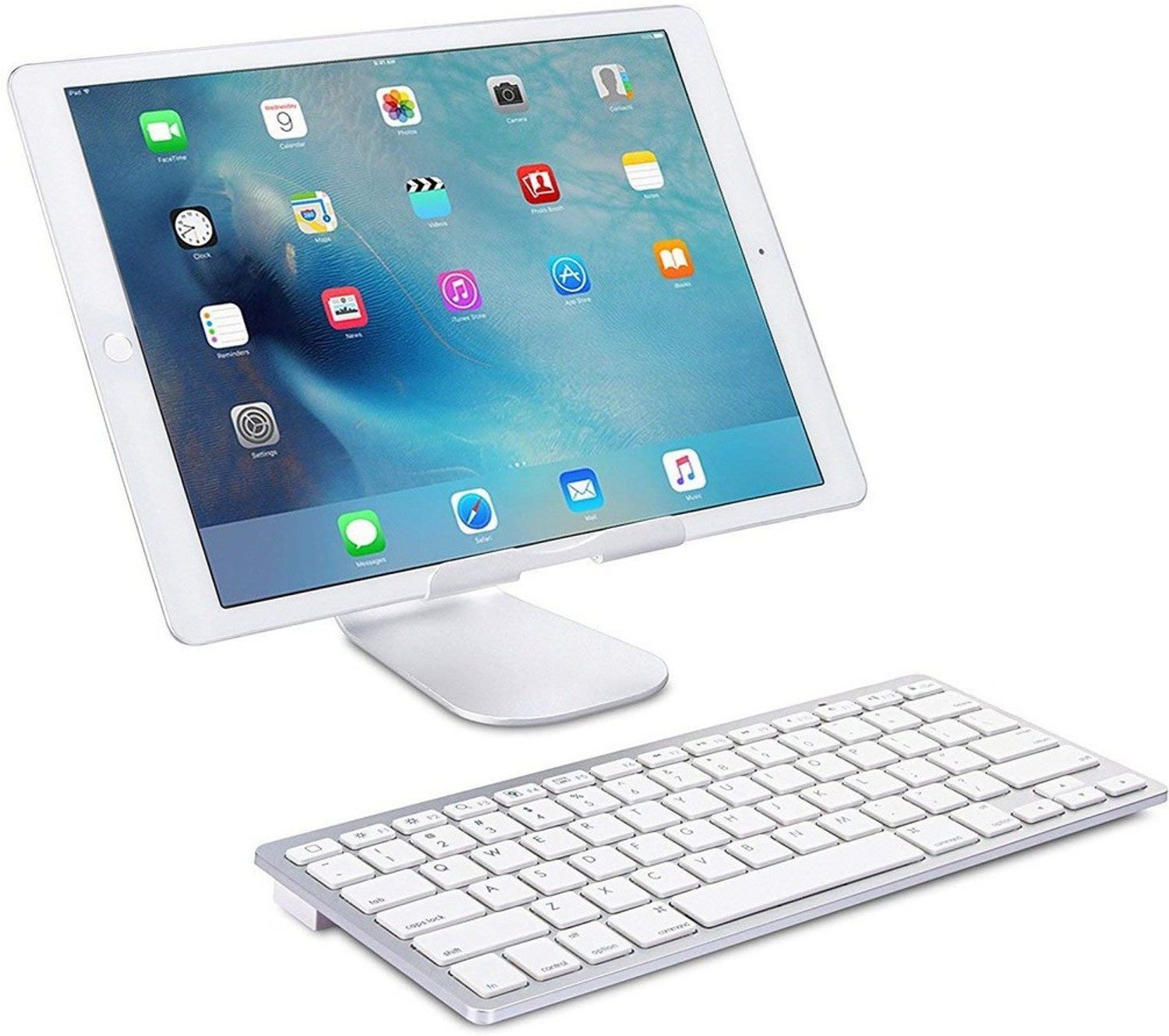 Image of ROQ Ultraslim Bluetooth, Wireless Handheld Tablet Keyboard Compatible with Desktop, Laptop, Tablet, iPad, Mac (White)