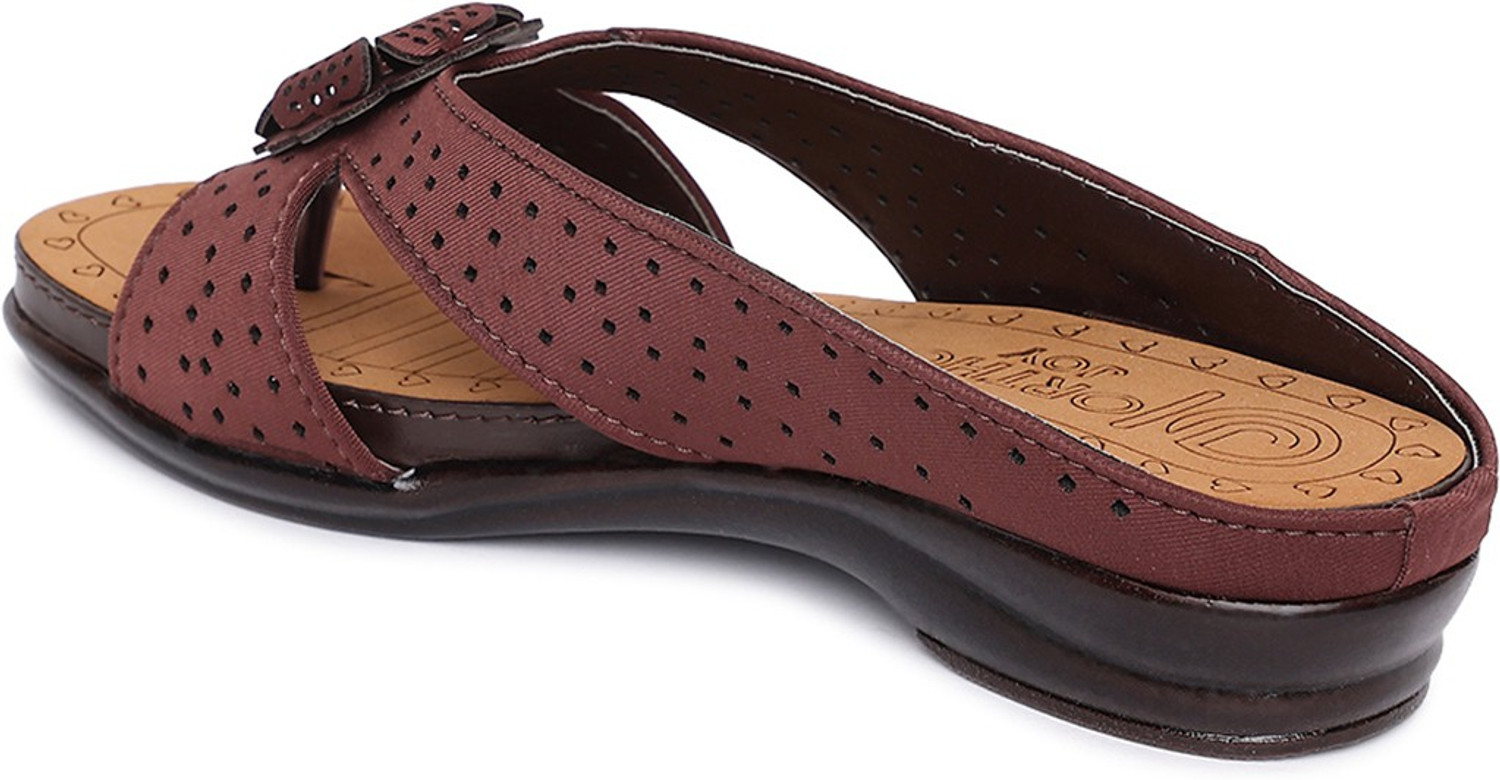 Image of ORTHO JOY Women Wedges Sandal (Brown , 9)