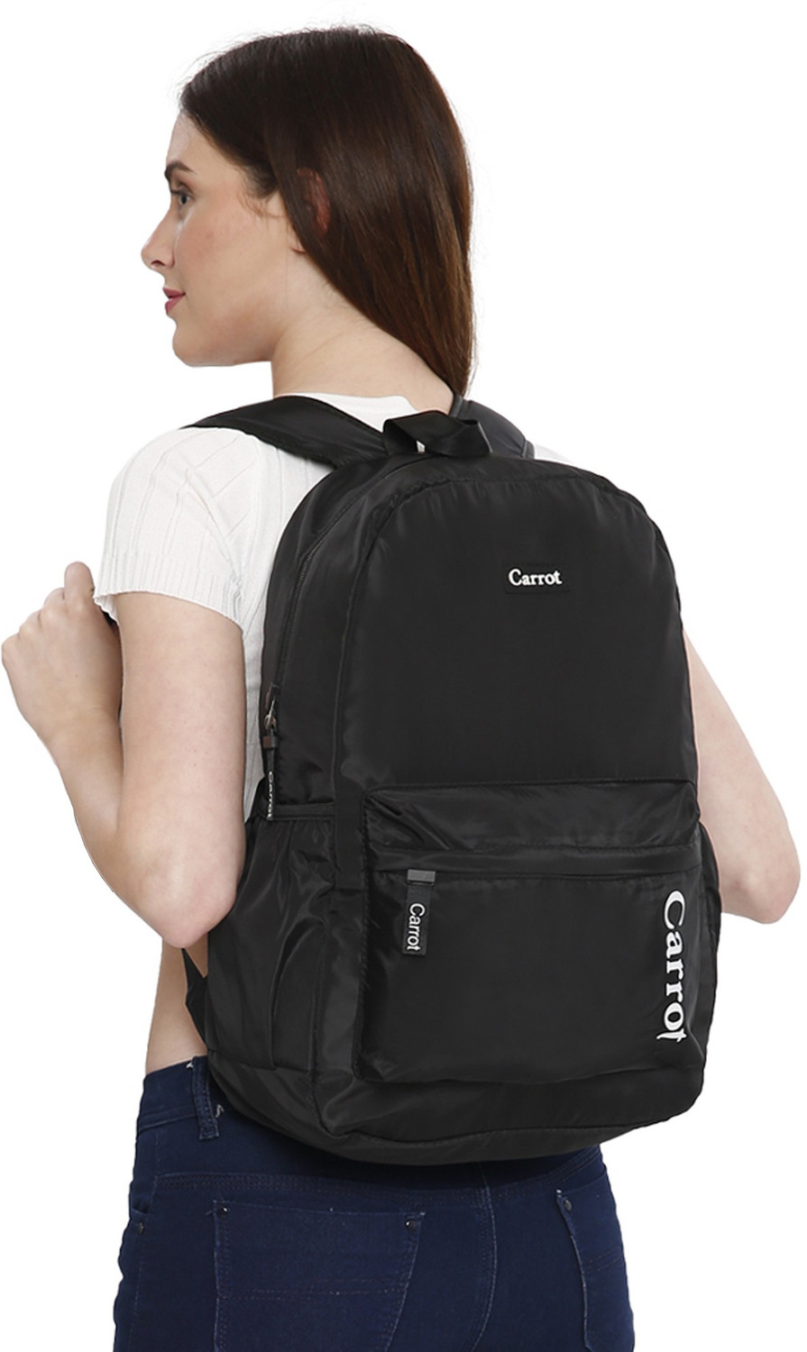 Image of CARROT Medium 25 L Laptop Backpack Water Resistant Polyester Black Casual Travel Bagpack (Black)