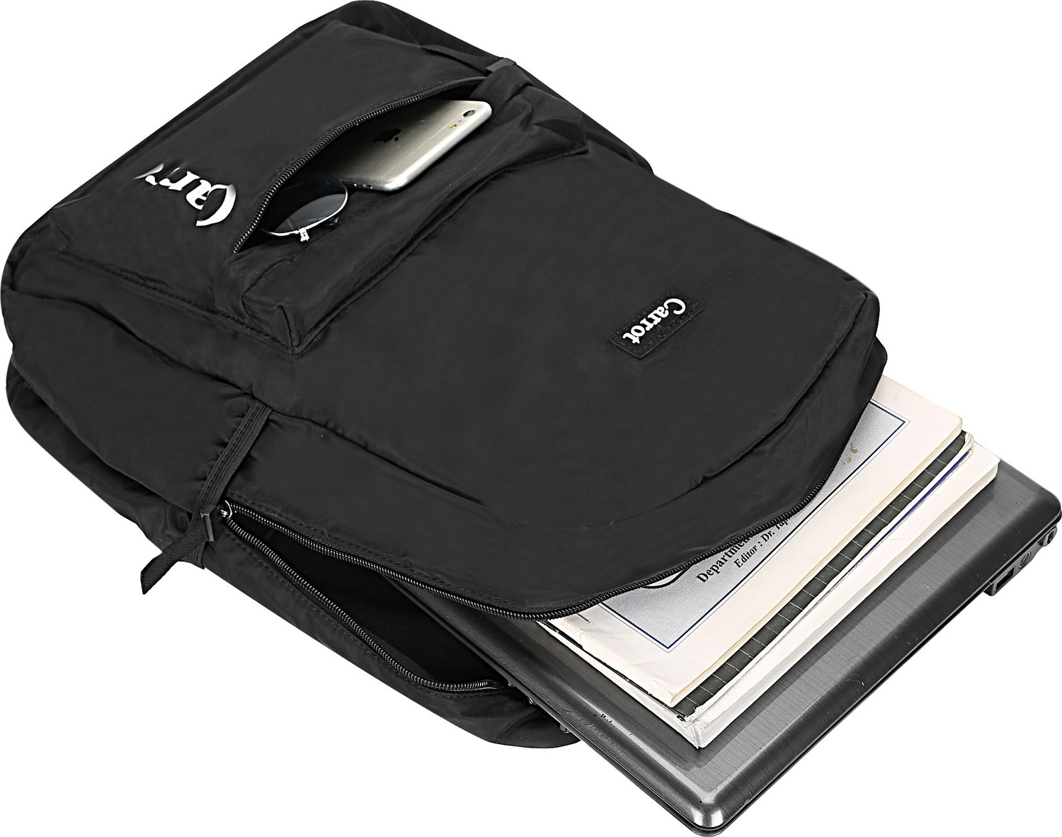 Image of CARROT Medium 25 L Laptop Backpack Water Resistant Polyester Black Casual Travel Bagpack (Black)