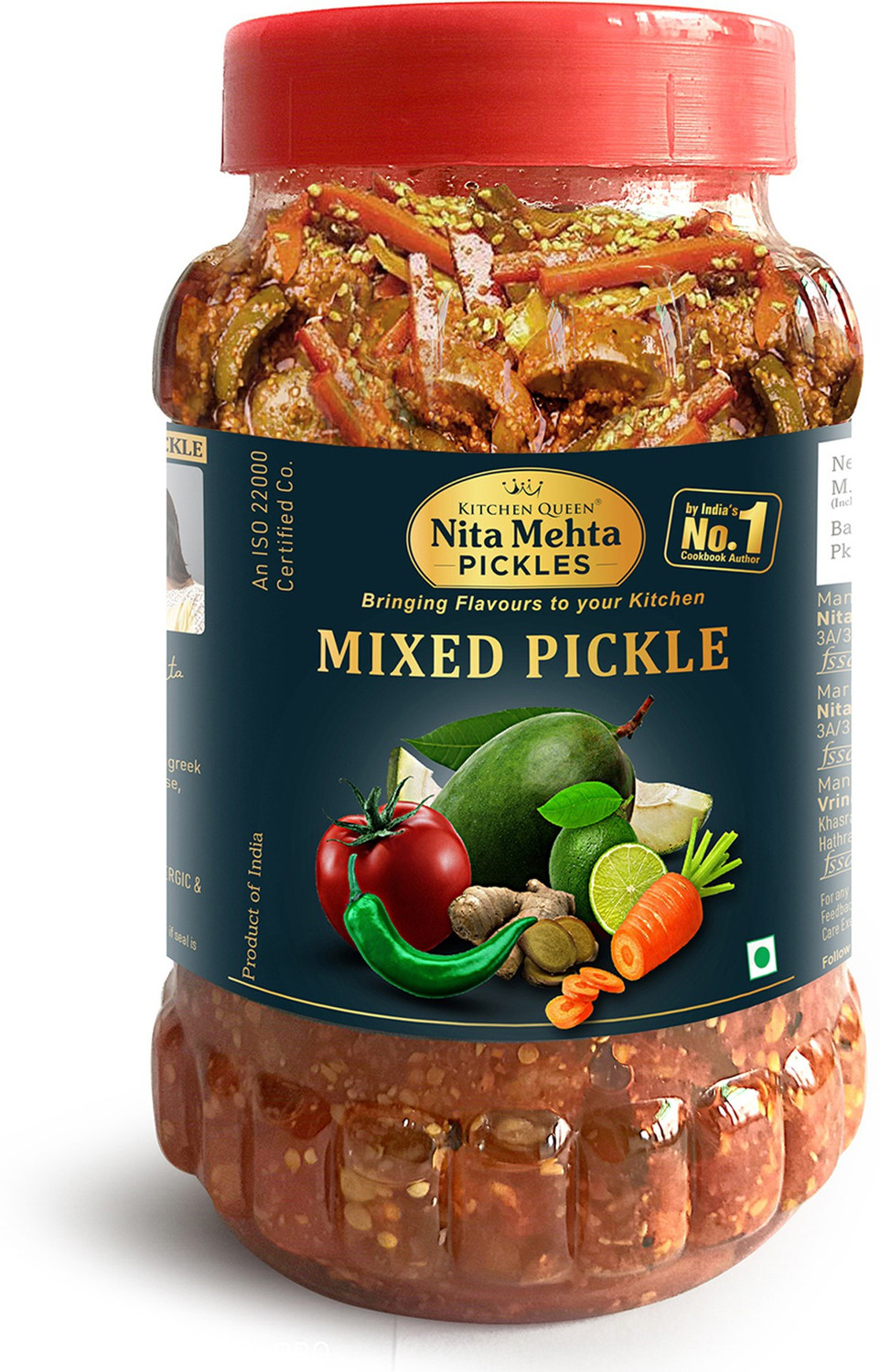 Image of KITCHEN QUEEN NITA MEHTA Mixed Pickle | Made with Organic & Pure Mixed Vegetables & Oil Mixed Pickle (400 g)