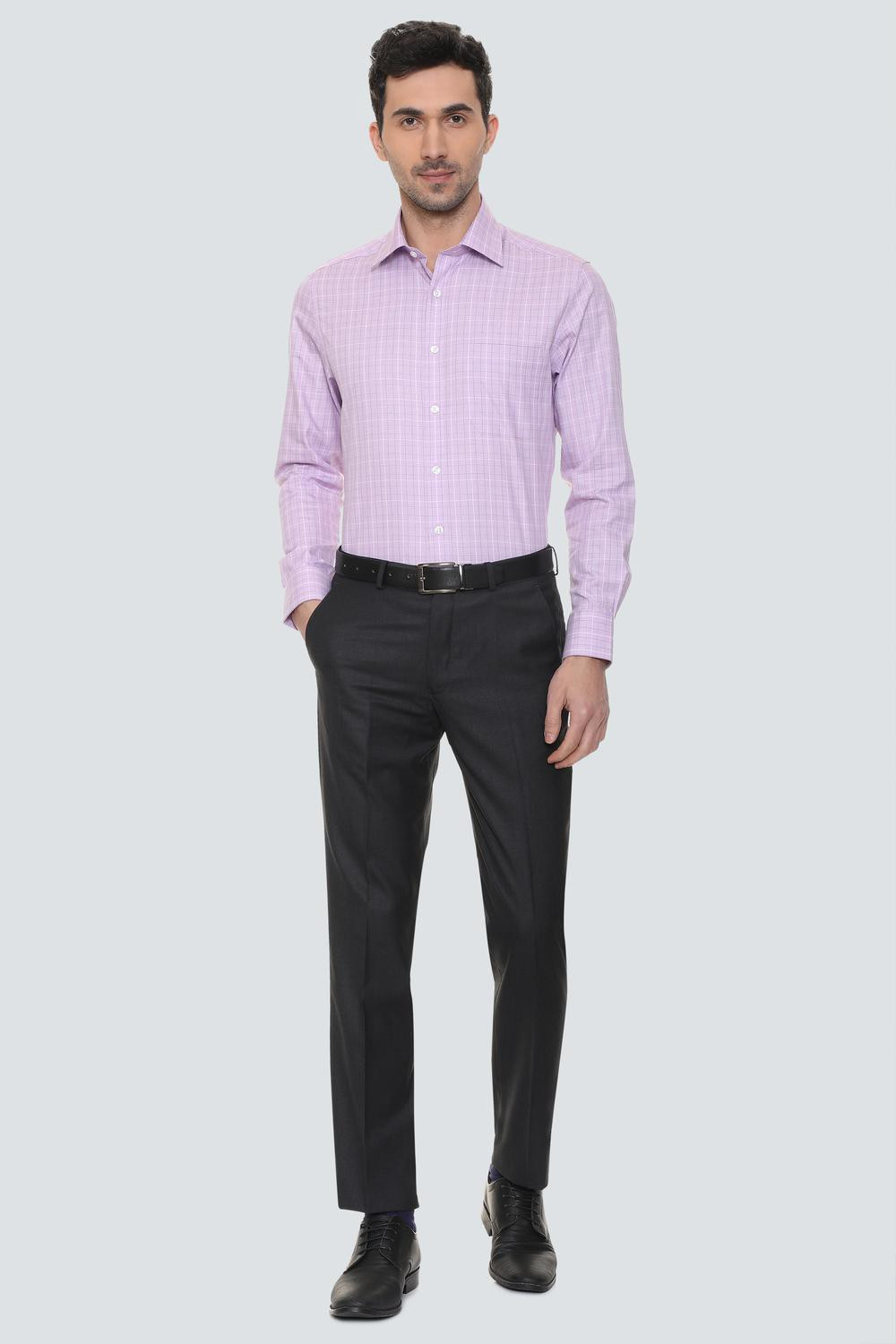 Image of LOUIS PHILIPPE Men Regular Fit Black Viscose Rayon Trousers