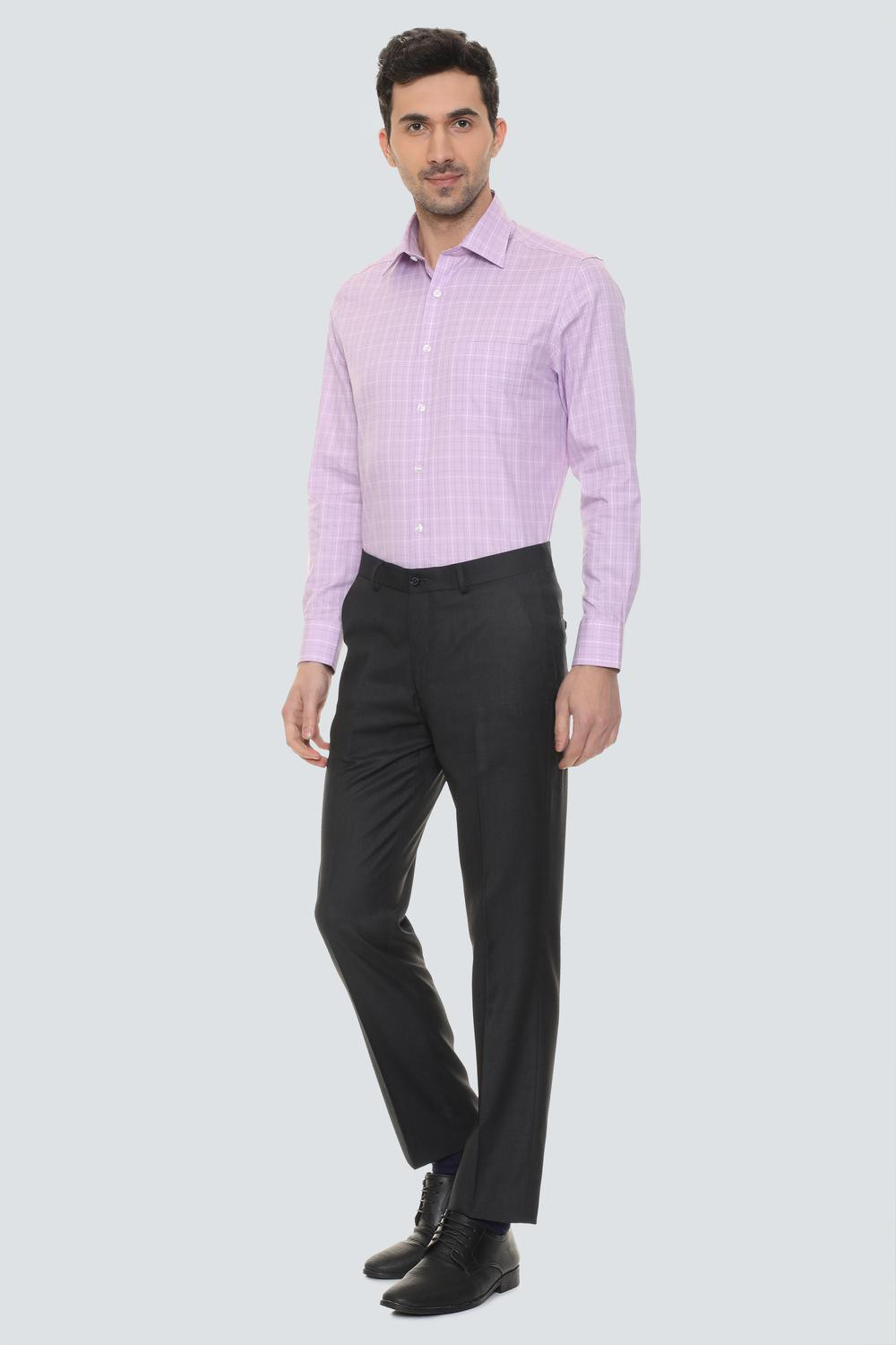 Image of LOUIS PHILIPPE Men Regular Fit Black Viscose Rayon Trousers
