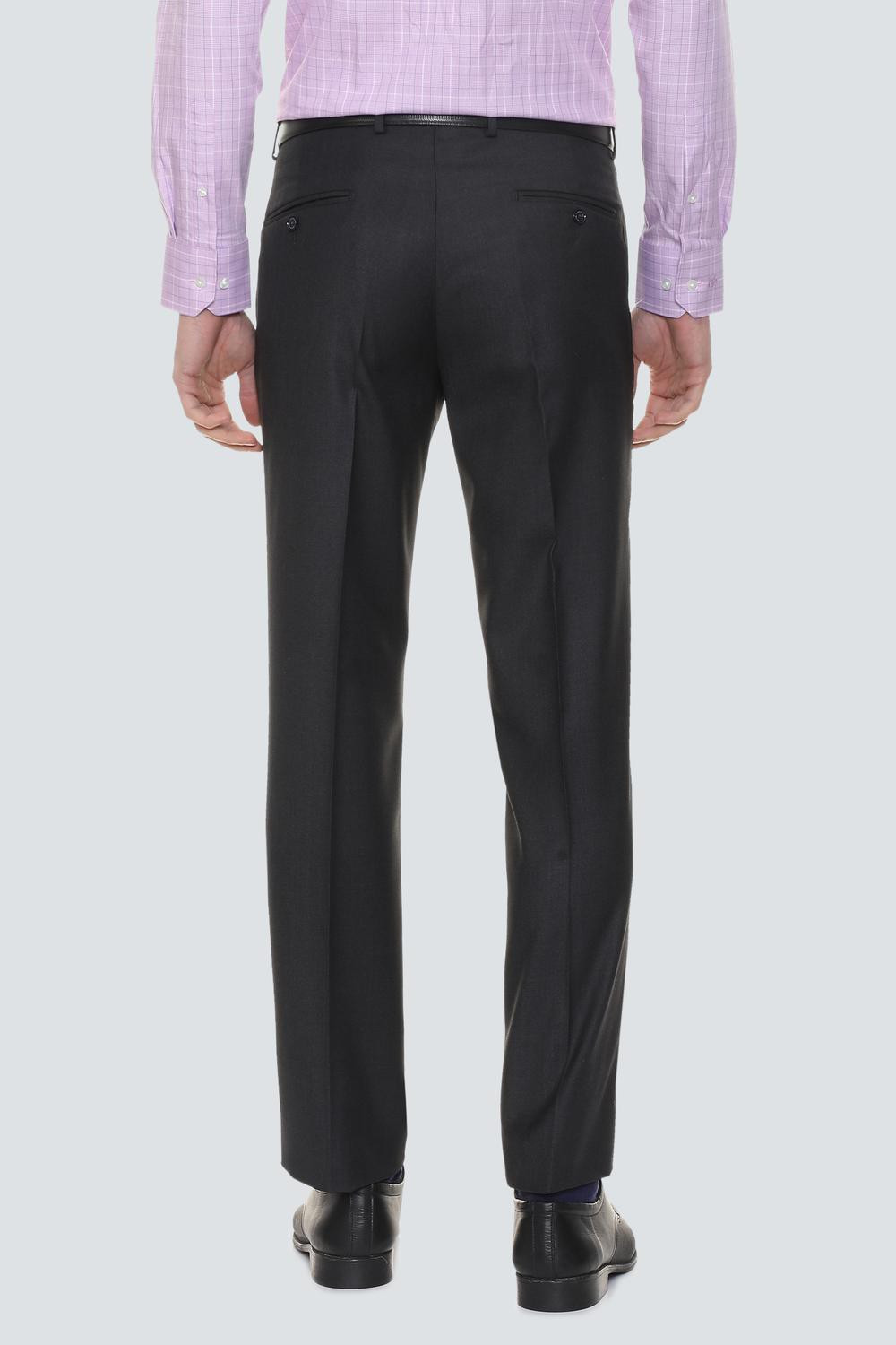 Image of LOUIS PHILIPPE Men Regular Fit Black Viscose Rayon Trousers