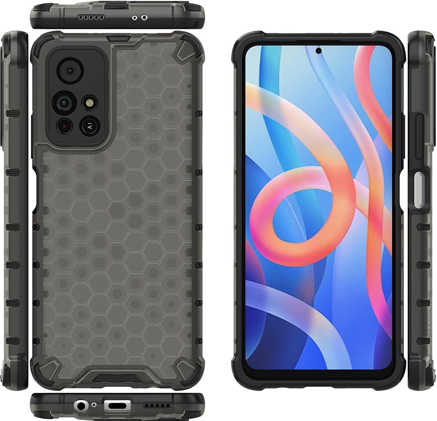 Image of Accessories Kart Back Cover for Xiaomi 11i 5G Edge to Edge Boom Transparent Honeycomb case (Transparent, Shock Proof, Pack of: 1)