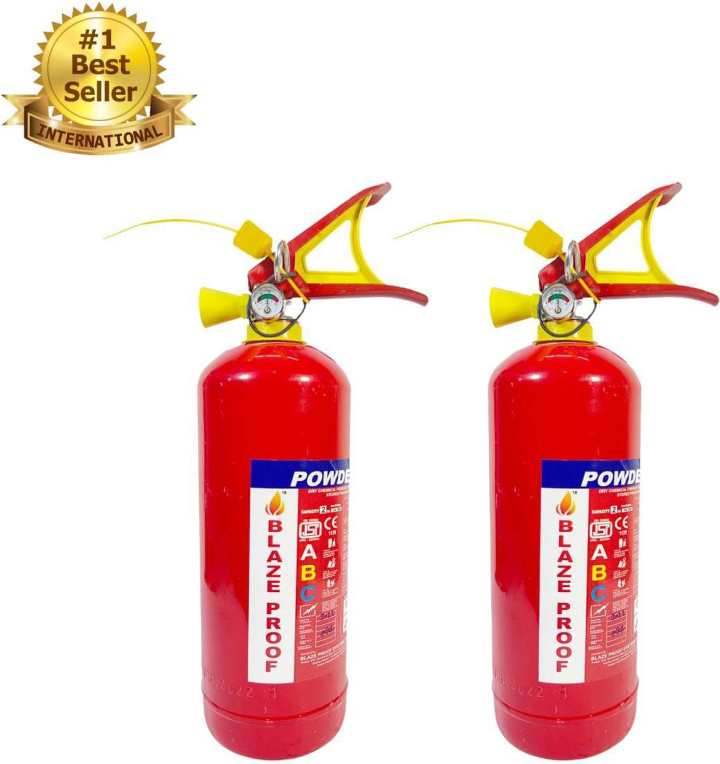 Image of Blazeproof Fire ABC Powder Type 2 Kg (Pack of 2) Fire Extinguisher Mount (2 kg)