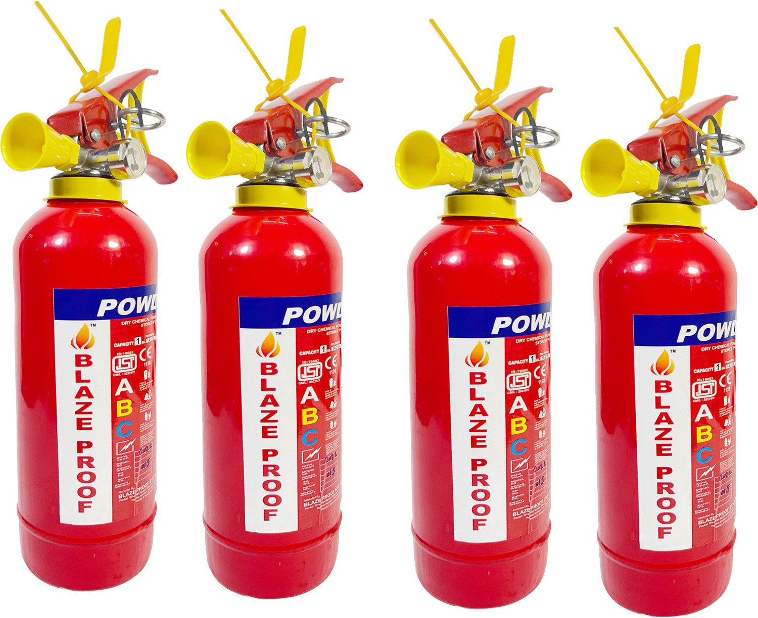 Image of Blazeproof Fire ABC Powder Type 1 Kg (Pack of 4 ) Fire Extinguisher Mount (1 kg)