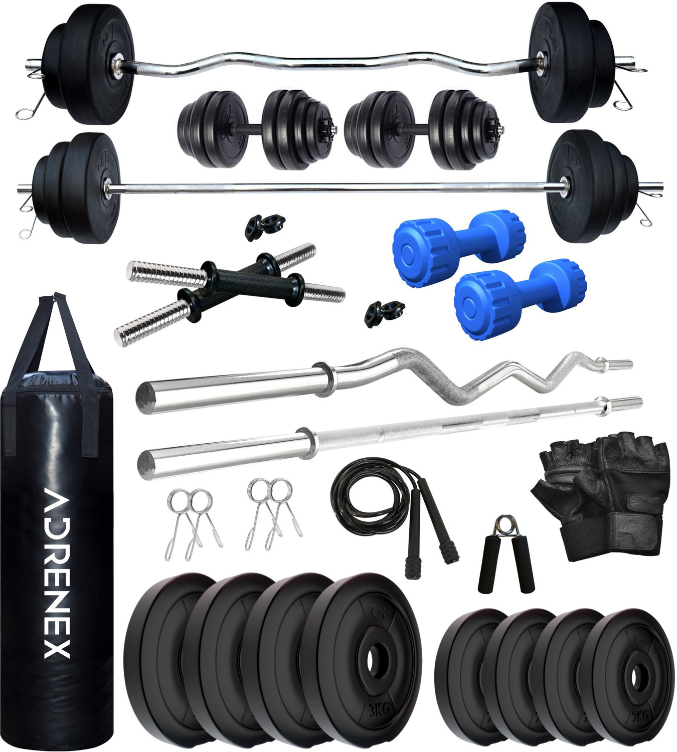 Image of BAPTIZO 0.3 kg 30 KG PVC Weight Set With 3Ft Straight Rod & Acc Home Gym Combo