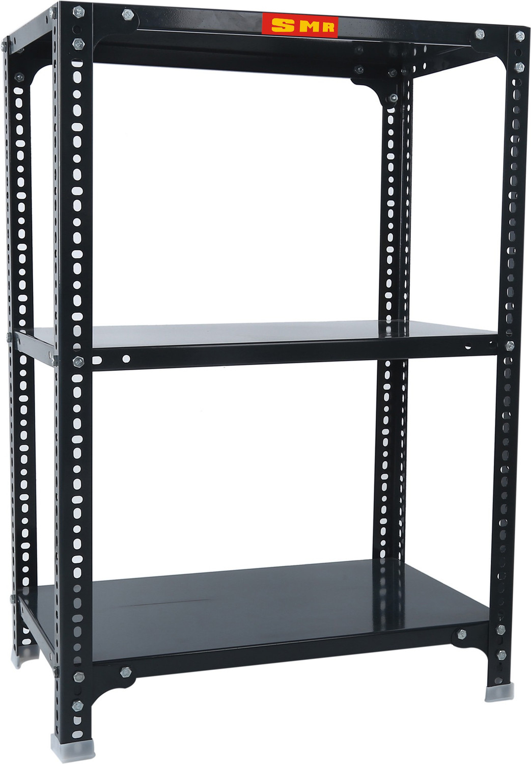 Image of ALIJA Slotted Angle Metal Rack (2 x 2.5 x 1 Ft. / 24 x 30 x 12 Inch) with 3 Shelves Storage Rack Unit (24 Gauge Shelf 18 Gauge Angle) (Black) Luggage Rack