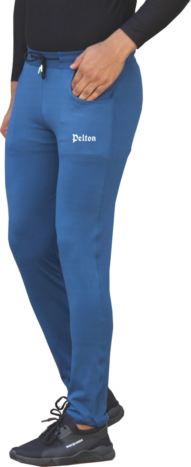 Image of pelton Men Solid Light Blue Track Pants