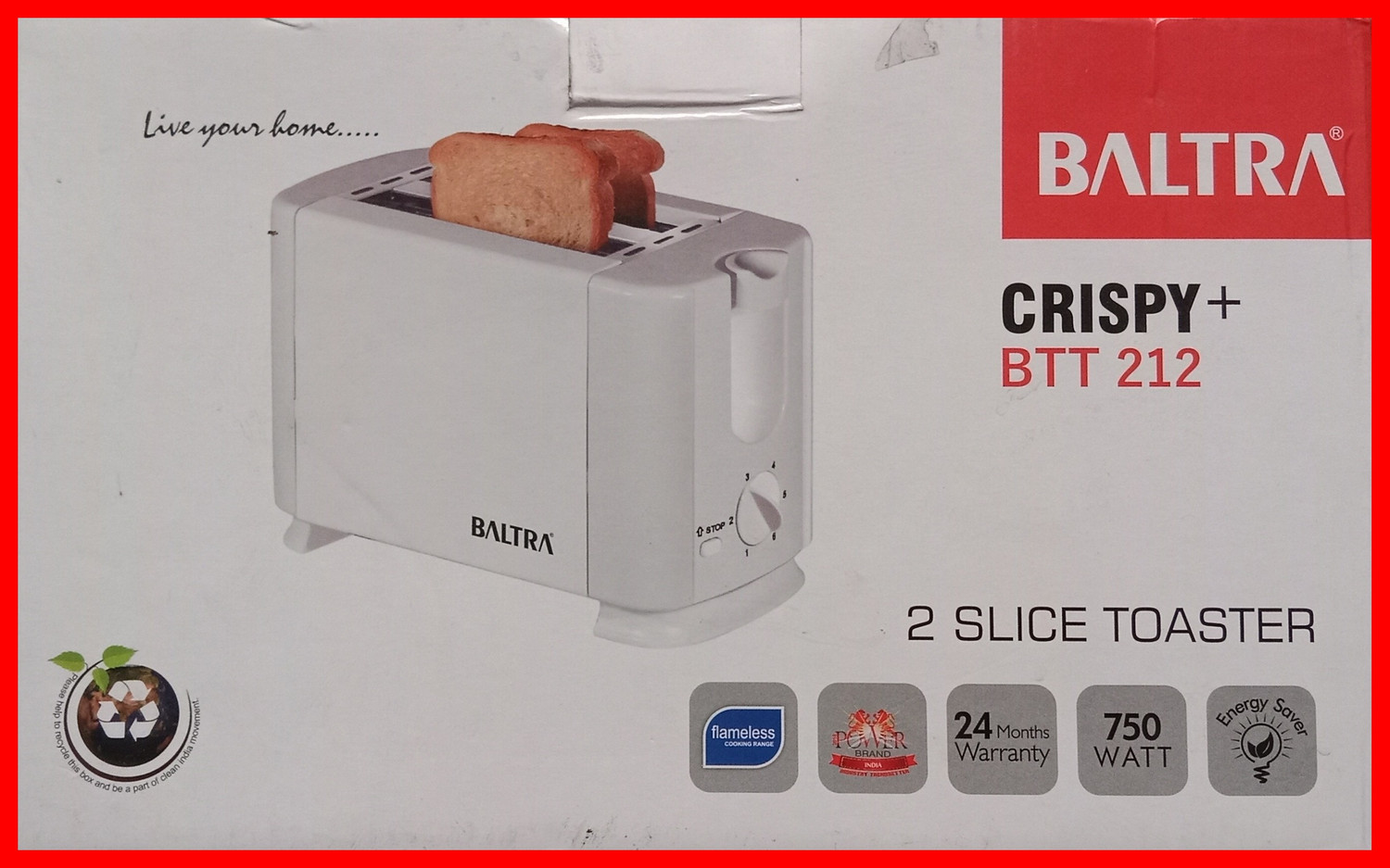 Image of SAHU APPLINCES BTT 212 / CRISP 2 750 W Pop Up Toaster (White)