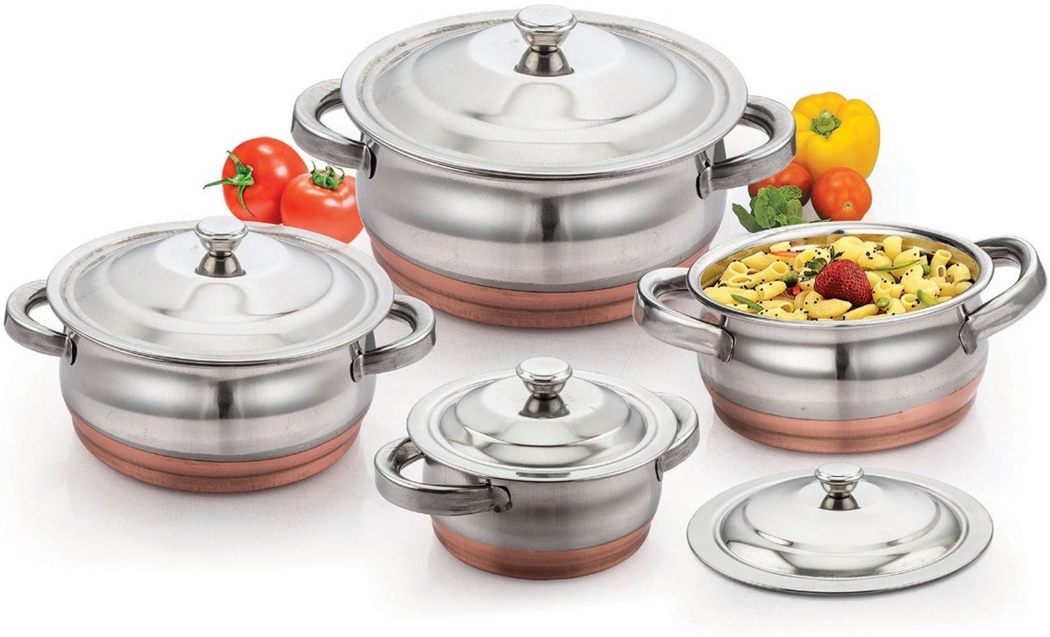 Mahavir 4 PC COPPER HANDI SET Cookware Set