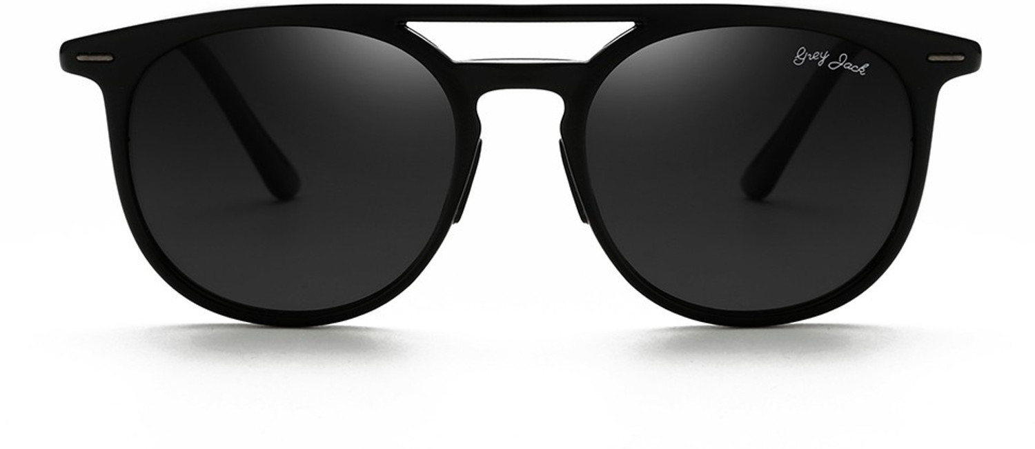 Image of Grey Jack Polarized Round Sunglasses (50) (For Men & Women, Black)