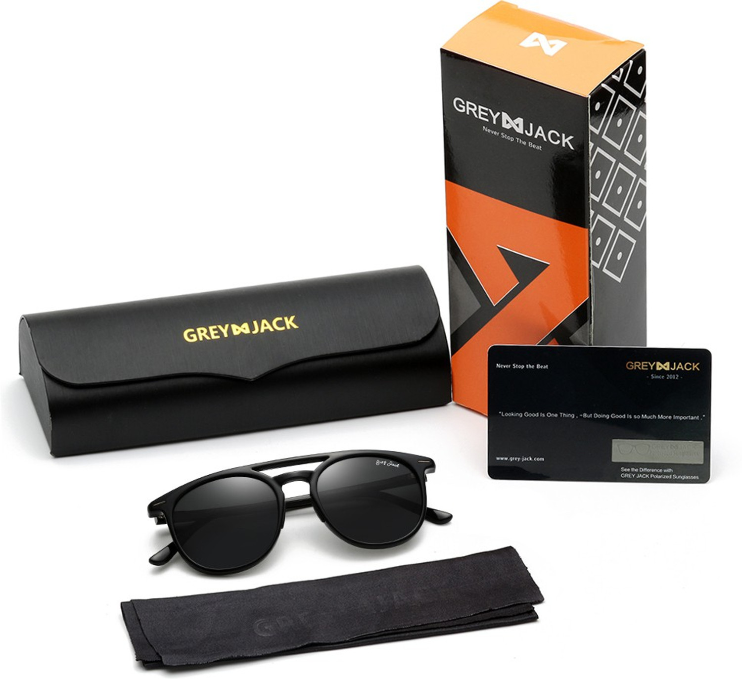 Image of Grey Jack Polarized Round Sunglasses (50) (For Men & Women, Black)