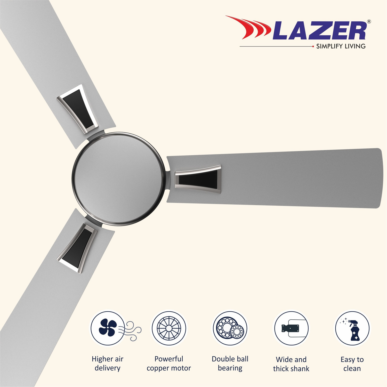 Image of Lazer Super Breeze Ornate with 2 Year Warranty Anti Dust 1200 mm Ceiling Fan (Rich Grey Chrome | Pack of 1)