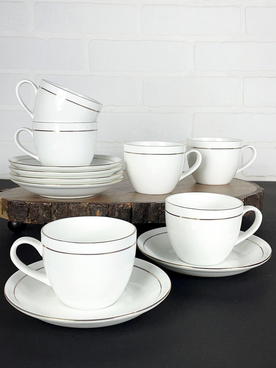 Image of CLAY CRAFT Ceramic Lillyput Cup & Saucer Sets of 12 (6 Cups + 6 Saucer) (310) (White, Cup and Saucer Set)