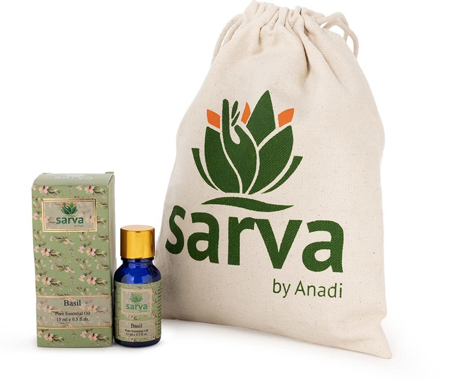 Image of sarva by anadi Pure Basil Essential Oil for Skin & Hair (15ml (15 ml)