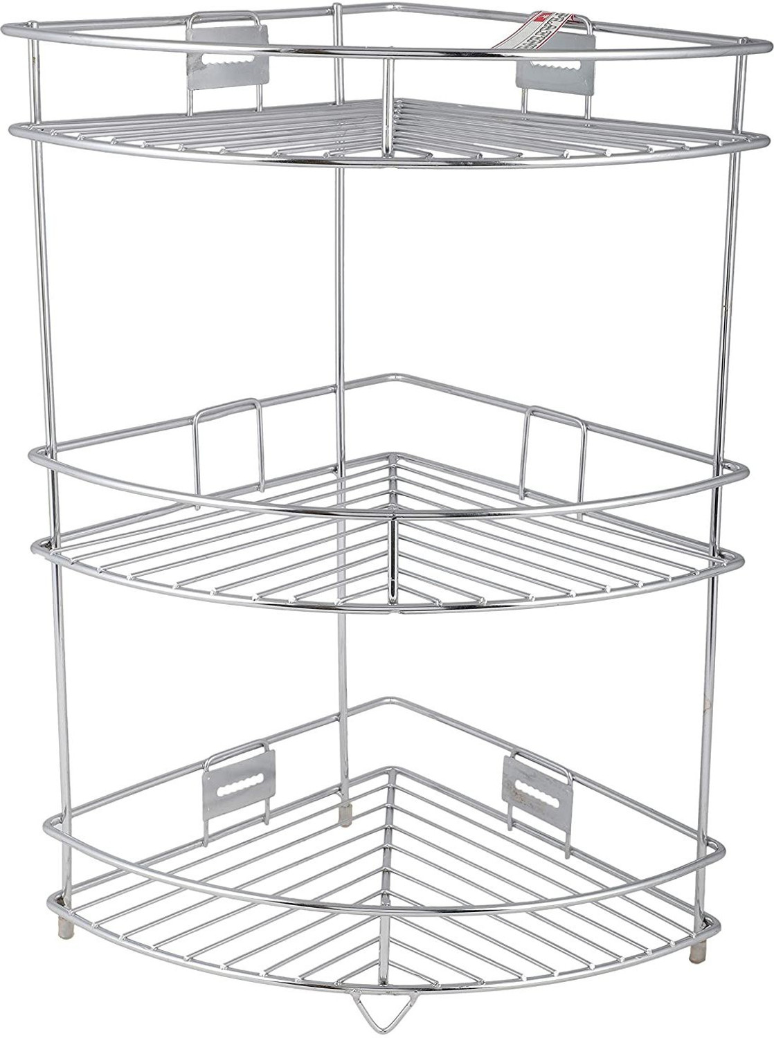 Image of Dhruvmagic Utensil Kitchen Rack 3 -Tier Stainless Steel Kitchen Plate Dish Corner Shelf Stand Utensils Storage Steel