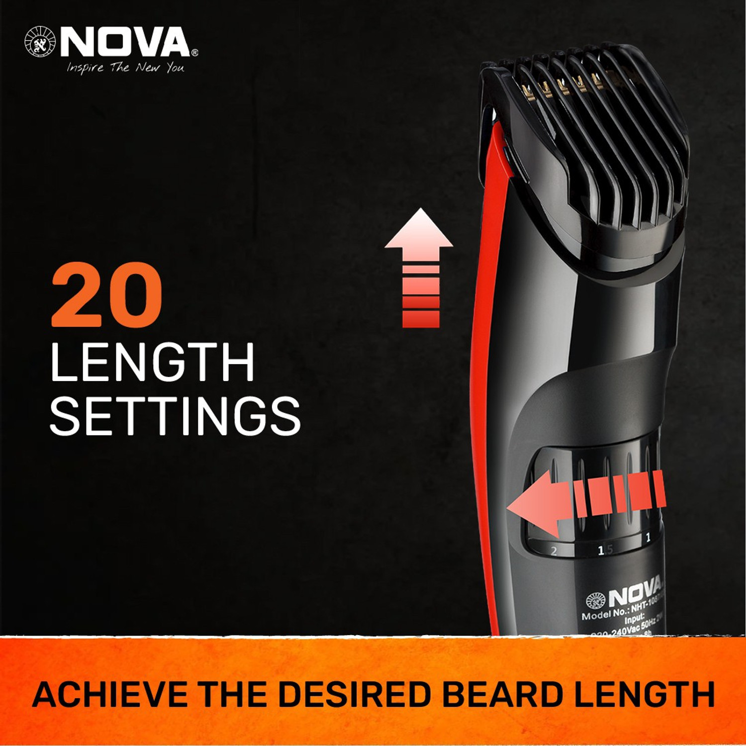 Image of Nova Prime Series NHT 1087 Turbo power Runtime: 120 min Trimmer for Men (Black)