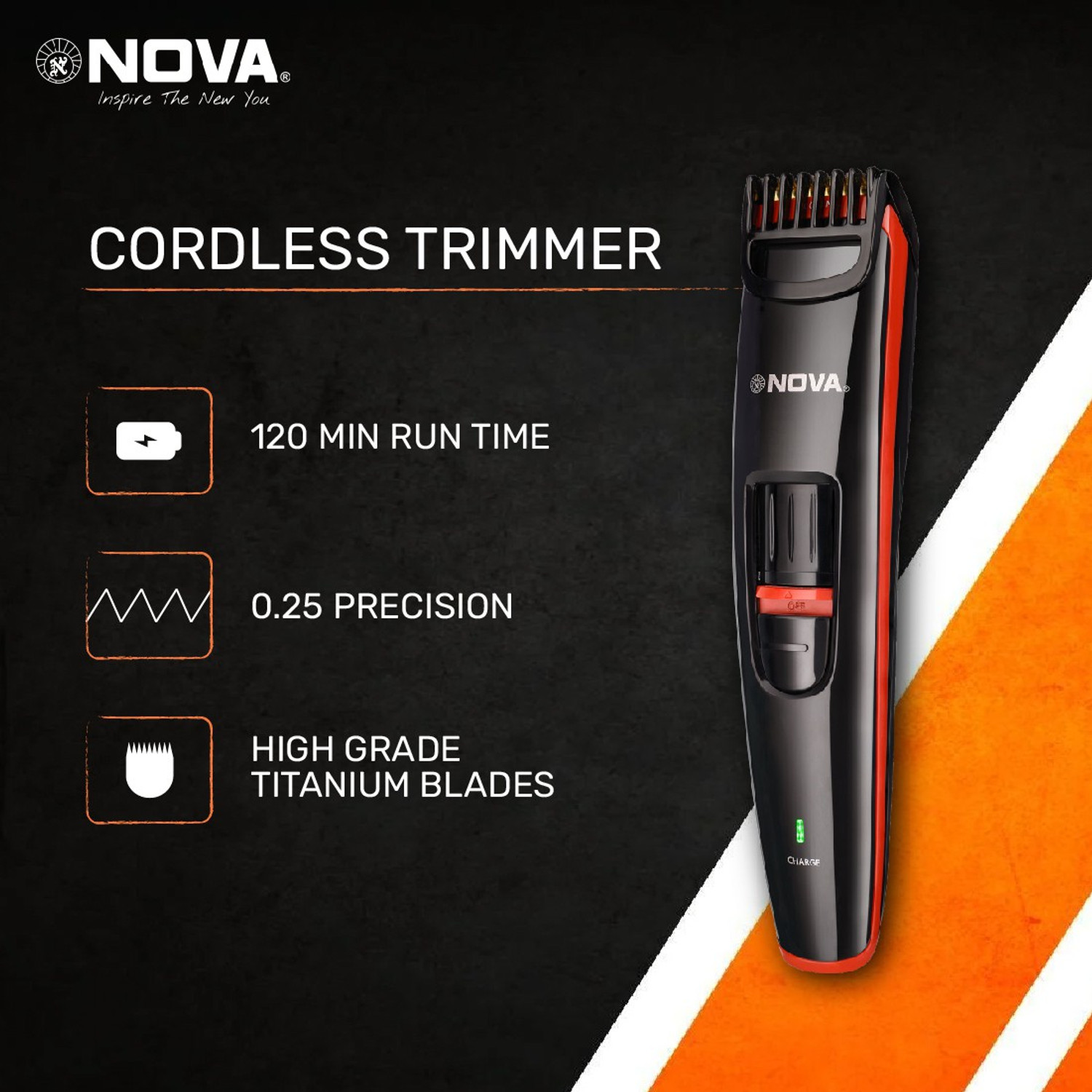 Image of Nova Prime Series NHT 1087 Turbo power Runtime: 120 min Trimmer for Men (Black)