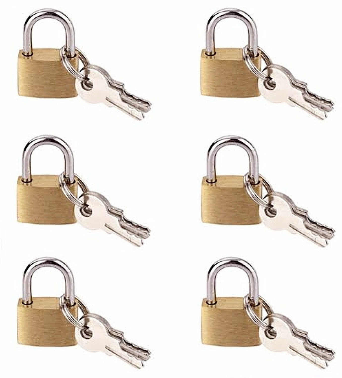 Any Fashion Pack of 6 Metal Brass Push Lock with 2 keys each