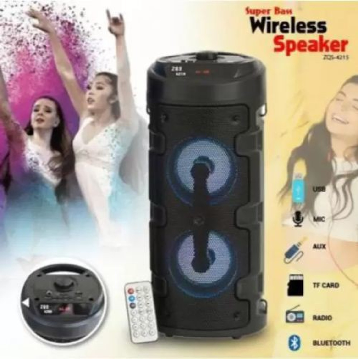 Image of RD B-370 (8 inch Woofer) Portable Multimedia Speaker with Wireless Mic for Karaoke 30 W Bluetooth Tower Speaker (Black, Mono Channel)