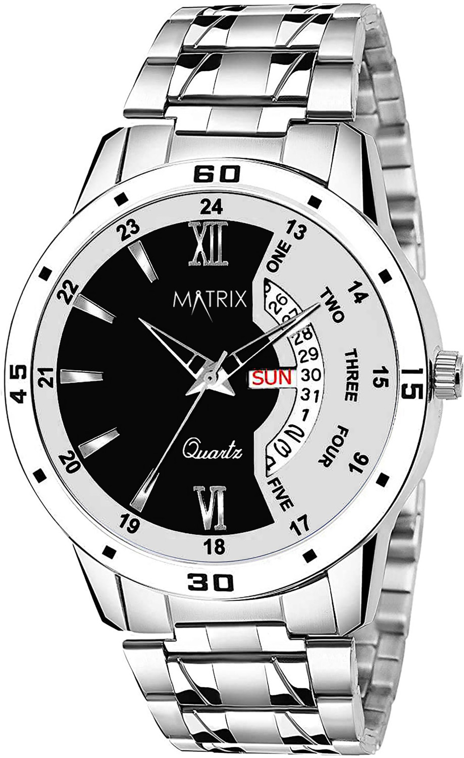 Image of MATRIX Silicon Mesh Strap Day & Date Functioning Analog Watch - For Men Pair Of 2 Black Analog Day & Date Wrist Watch