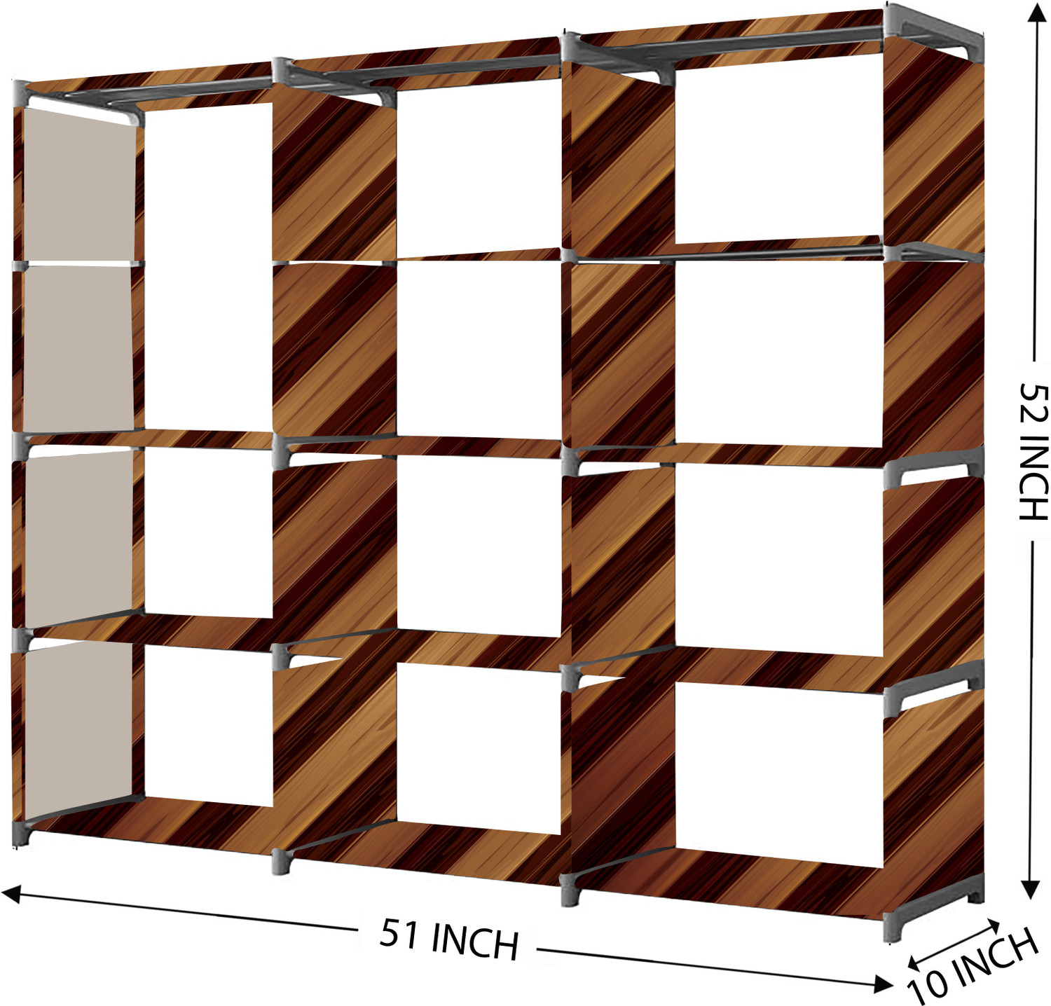 Image of Flipkart Perfect Homes Studio Wall Panel Print Plastic Metal 15 Shelf Book Organizer Metal Open Book Shelf (Finish Color - Brown Finish, DIY(Do-It-Yourself))