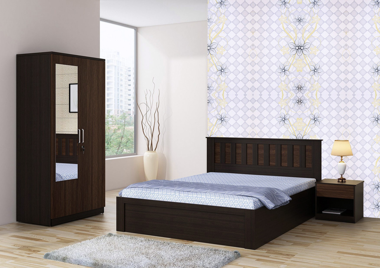 Image of WallBerry 200 cm x 45 cm Waterproof Floral & Botanical Vinyl Wallpaper (Grey)