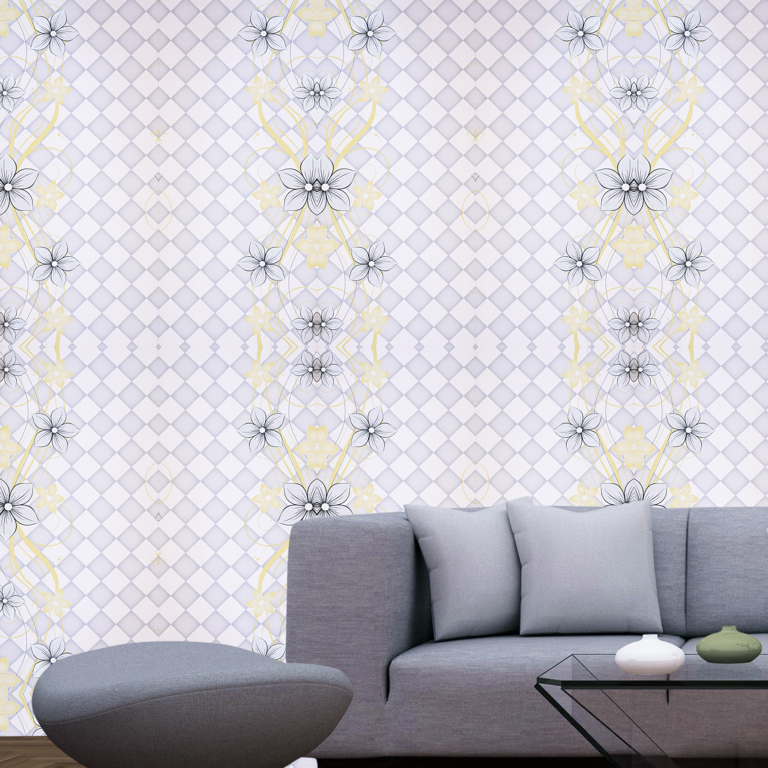 Image of WallBerry 200 cm x 45 cm Waterproof Floral & Botanical Vinyl Wallpaper (Grey)