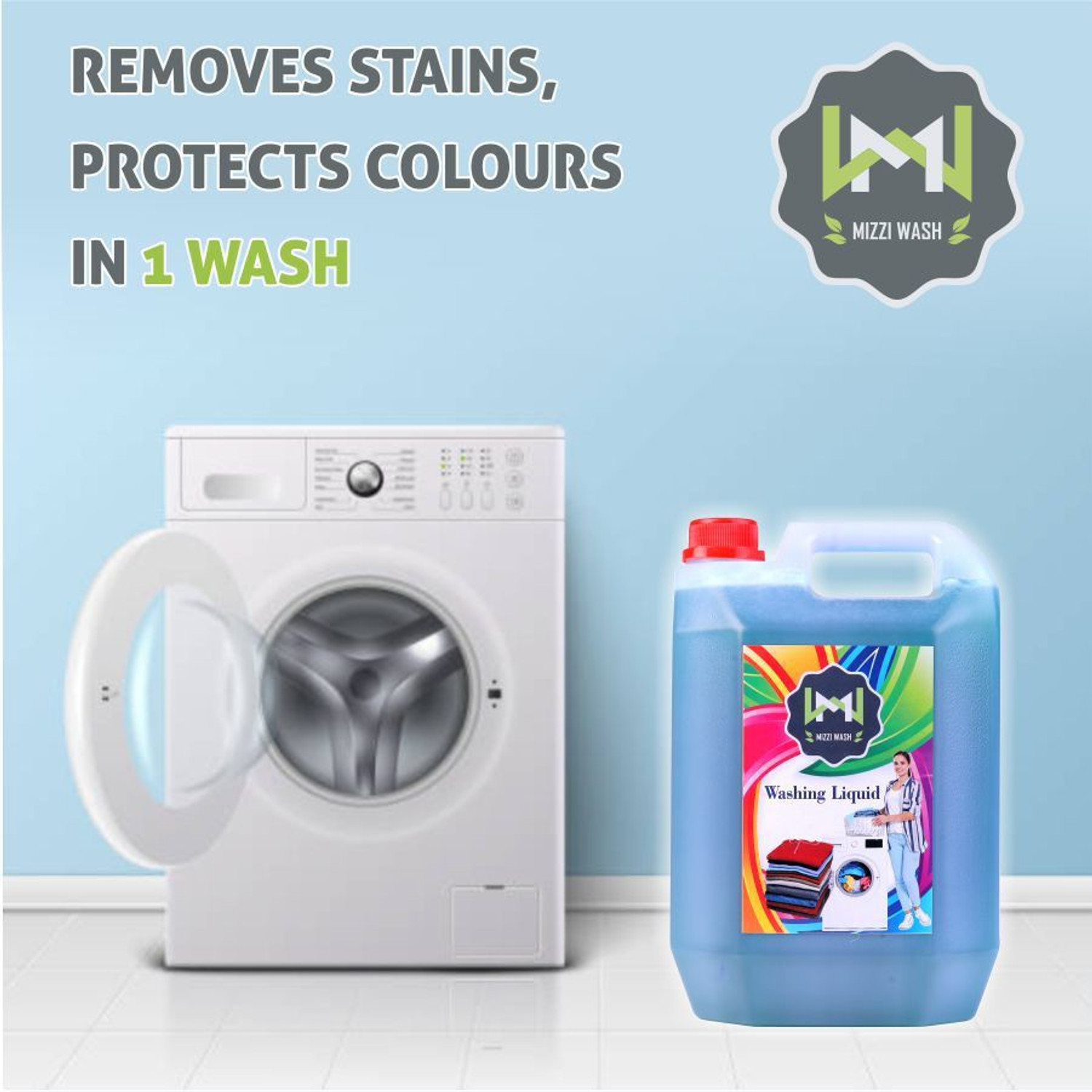 Image of EROSKET Washing machine liquid detergent top load and front load (5 ltr) 2 Multi-Fragrance Liquid Detergent (2 x 5000 ml)
